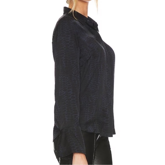 ANINE BING NEO SHIRT IN PYTHON PRINT Silk Button Down SIZE L - Picture 10 of 14